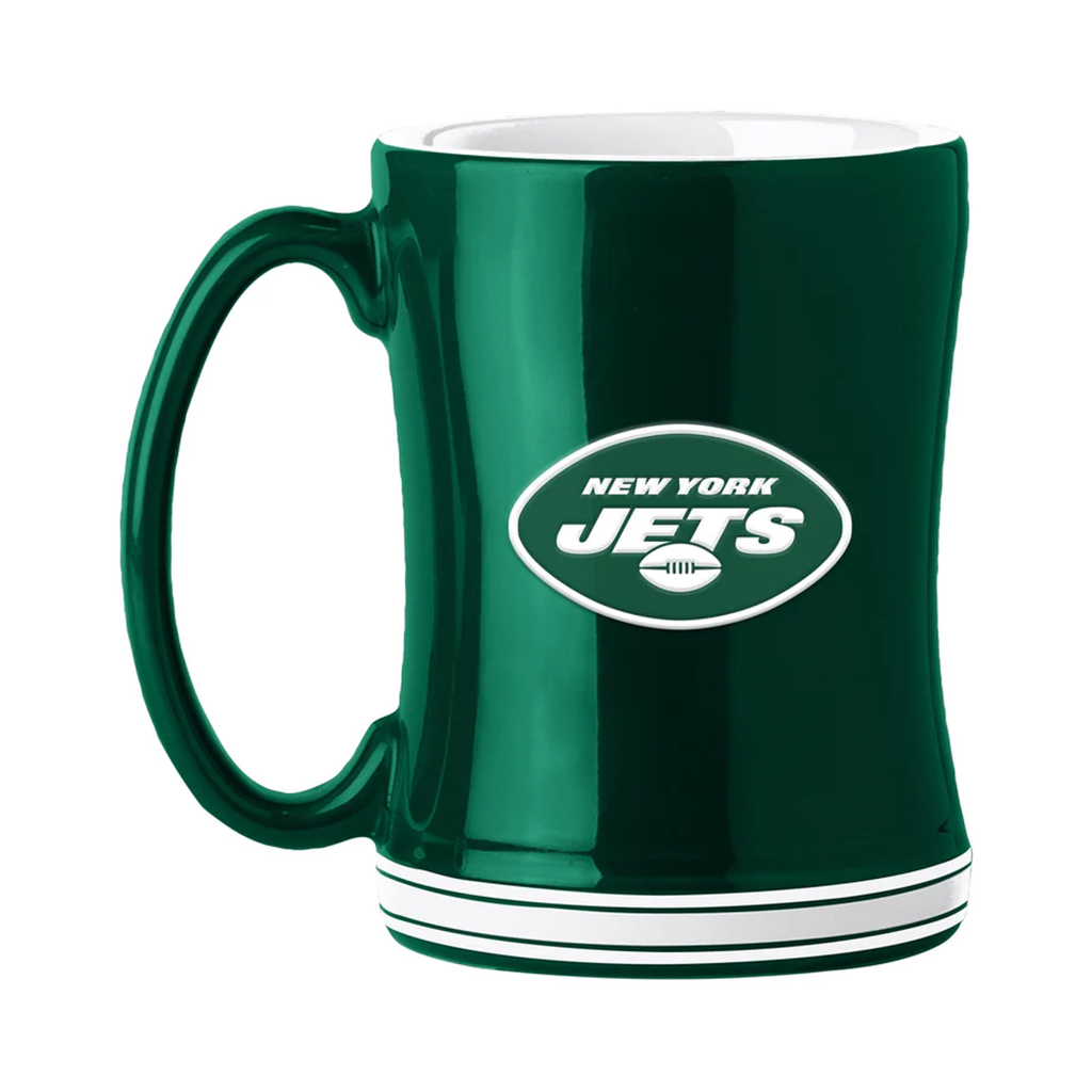 New York Jets Coffee Mug 14oz Sculpted Relief Team Color - Logo Brands