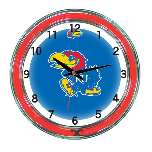 KANSAS NEON WALL CLOCK - 18'' BLUE FACE / RED NEON - KANNWC100-18
