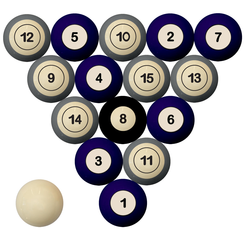 KANSAS STATE SCHOOL COLOR NUMBERED BILLIARD BALL SET PURPLE SOLID/GRAY STRIPE - KSUBBS100N