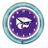 KANSAS STATE NEON WALL CLOCK - 14'' PURPLE FACE / BLUE NEON - KSUNWC100-14