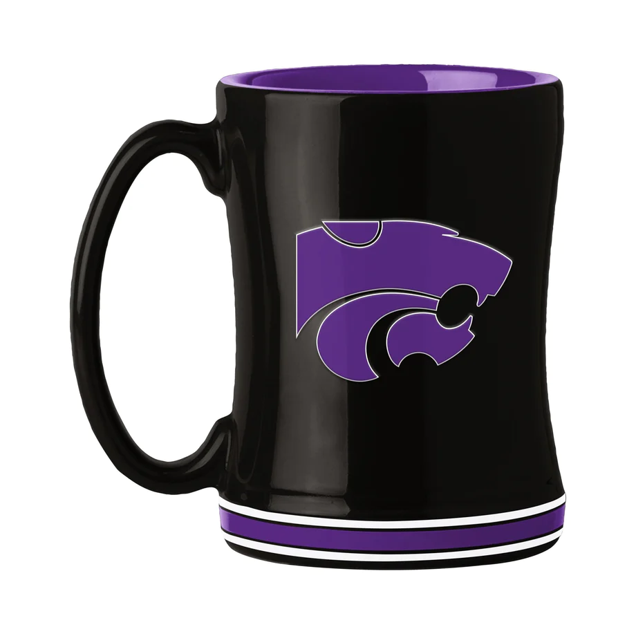 Kansas State Wildcats Coffee Mug 14oz Sculpted Relief Team Color - Logo Brands