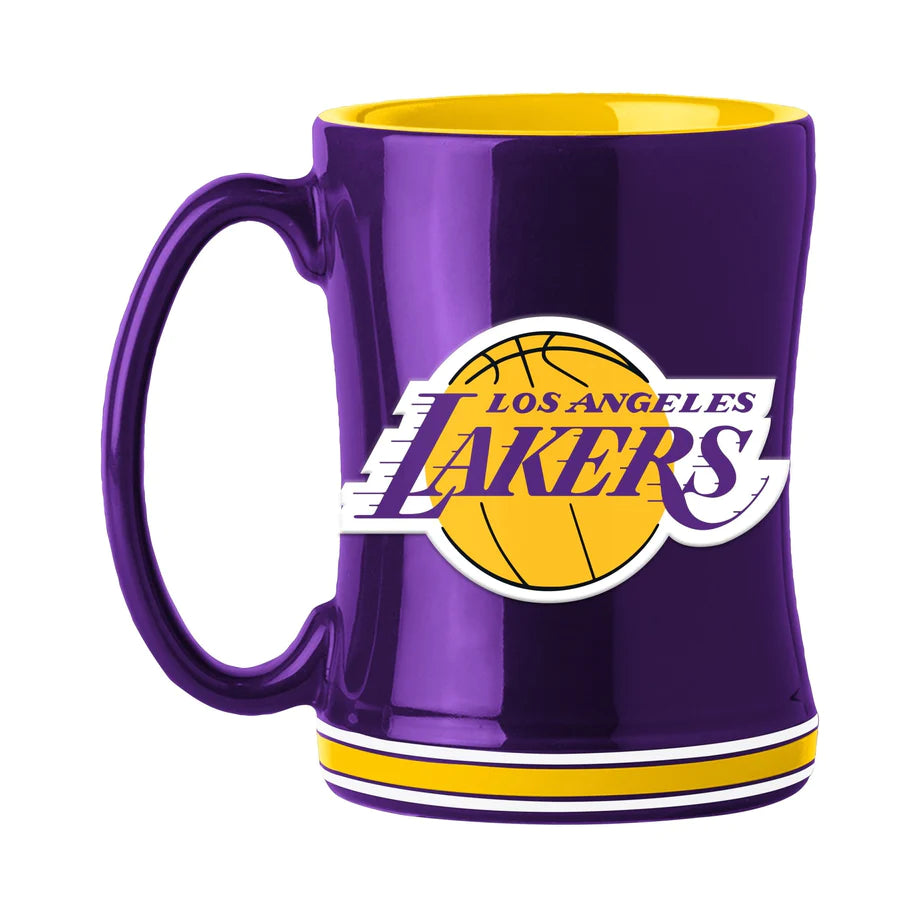 Los Angeles Lakers Coffee Mug 14oz Sculpted Relief Team Color - Logo Brands