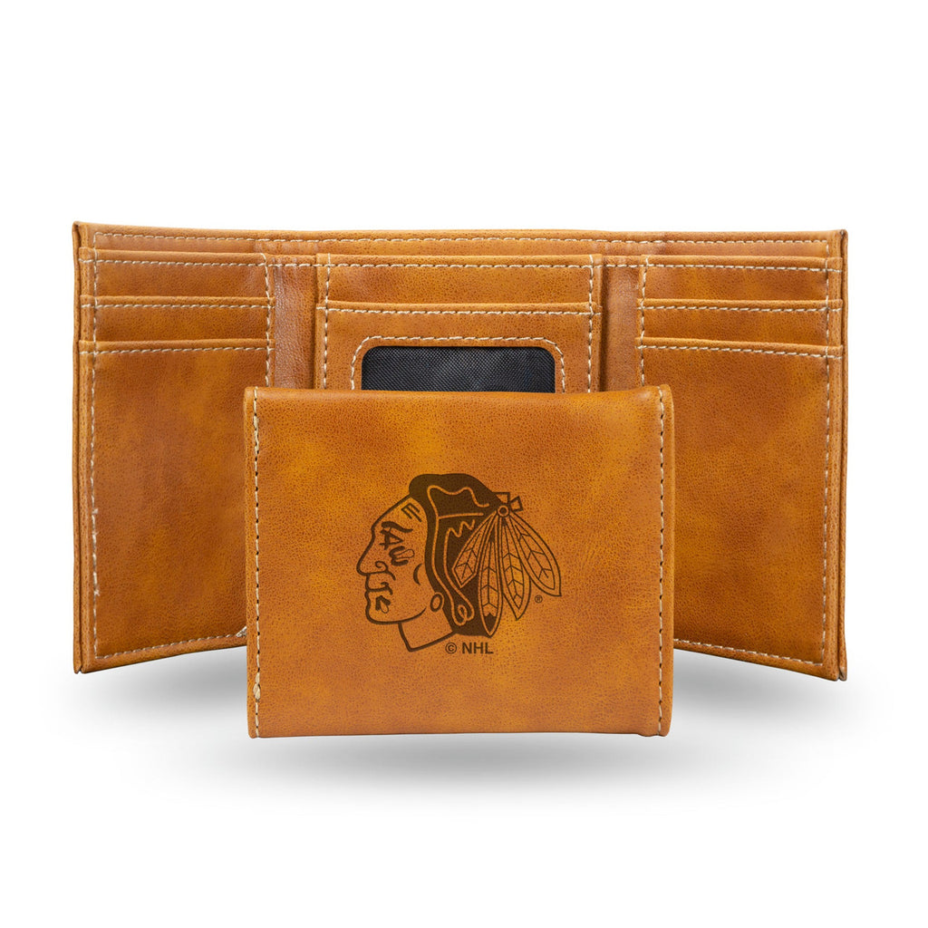 Chicago Blackhawks Wallet Trifold Laser Engraved - Rico Industries