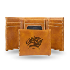 Columbus Blue Jackets Wallet Trifold Laser Engraved - Rico Industries