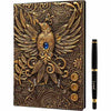 Lynx Accessories: 3D Faux-Leather Notebook And Journal: Gold Phoenix