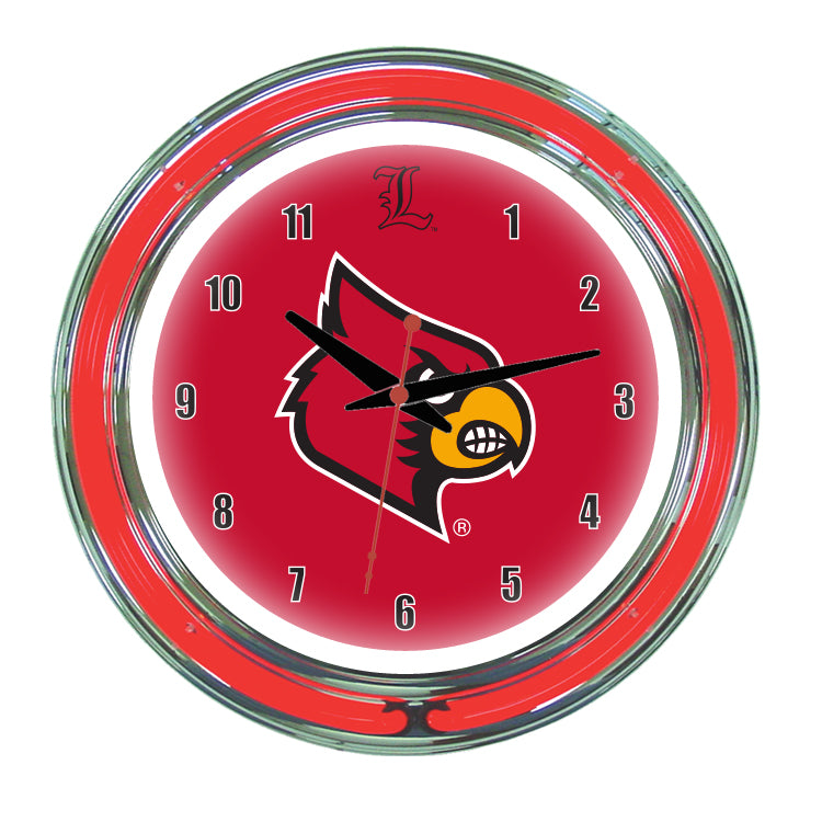 LOUISVILLE NEON WALL CLOCK - 14'' RED FACE / RED NEON - LOUNWC200-14