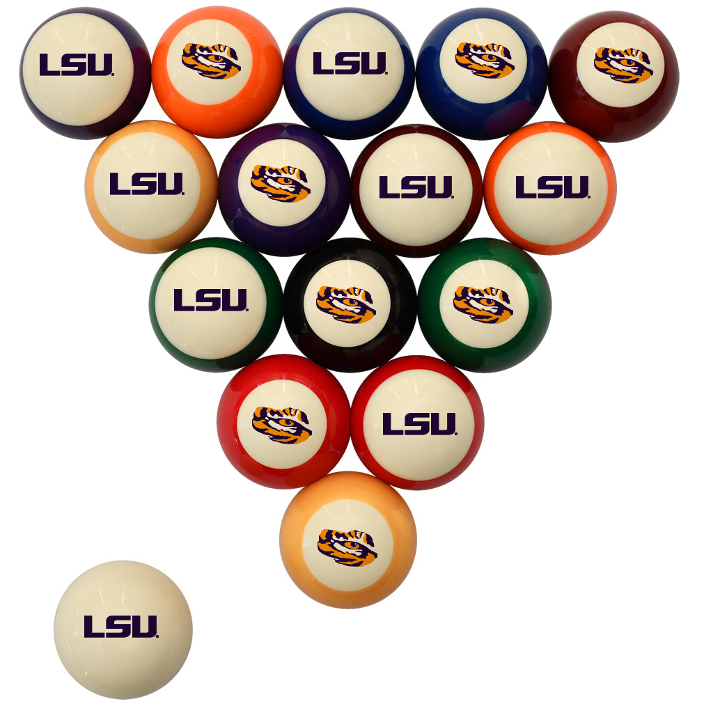 LOUISIANA STATE UNIV STANDARD COLOR NUMBERED BILLIARD BALL SET STANDARD COLOR BILLIARD BALL SET - LSUBBSSTD