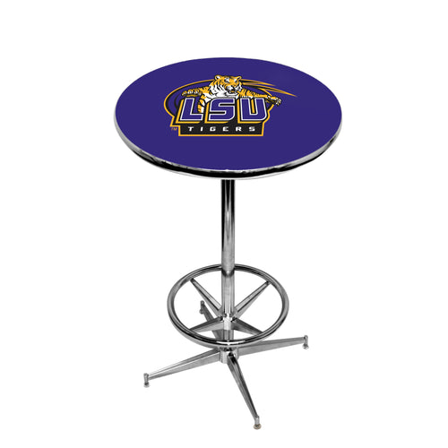 LOUISIANA STATE CHROME FOOT RING PUB TABLE PURPLE - LSUPTR101