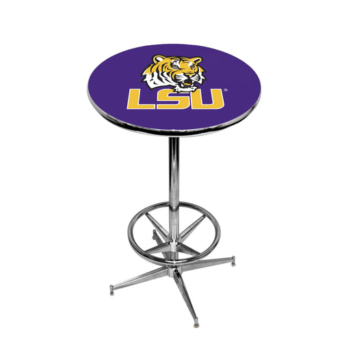 LOUISIANA STATE CHROME FOOT RING PUB TABLE PURPLE - LSUPTR321