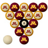 MINNESOTA SCHOOL COLOR NUMBERED BILLIARD BALL SET MAROON SOLID/GOLD STRIPE - MINBBS100N