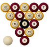 MINNESOTA SCHOOL COLOR NUMBERED BILLIARD BALL SET MAROON SOLID/GOLD STRIPE - MINBBS100N