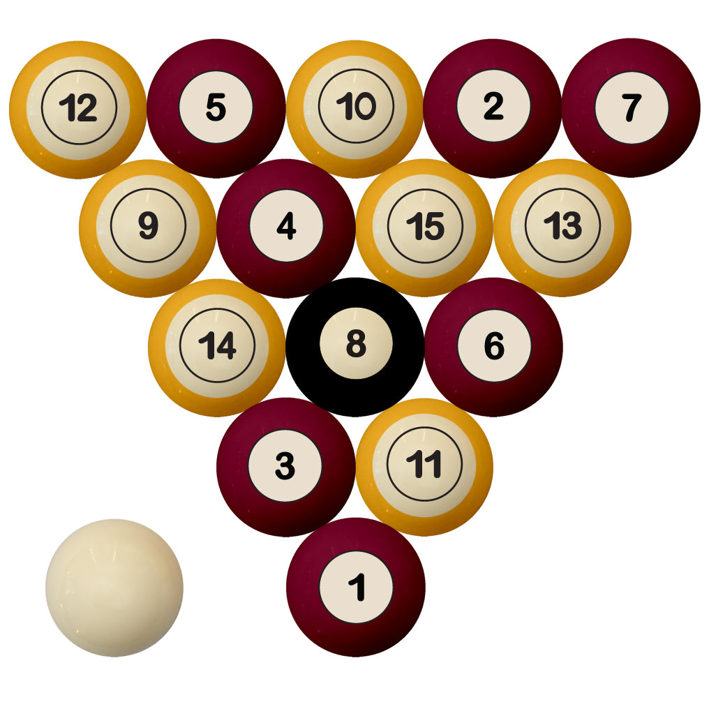 MINNESOTA SCHOOL COLOR NUMBERED BILLIARD BALL SET MAROON SOLID/GOLD STRIPE - MINBBS100N