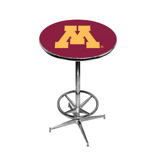 MINNESOTA CHROME FOOT RING PUB TABLE MAROON - MINPTR121
