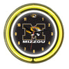 MIZZOU NEON WALL CLOCK - 14'' BLACK FACE / YELLOW NEON - MIZNWC100-14