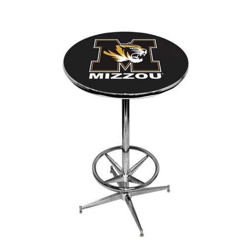 MIZZOU CHROME FOOT RING PUB TABLE BLACK - MIZPTR134