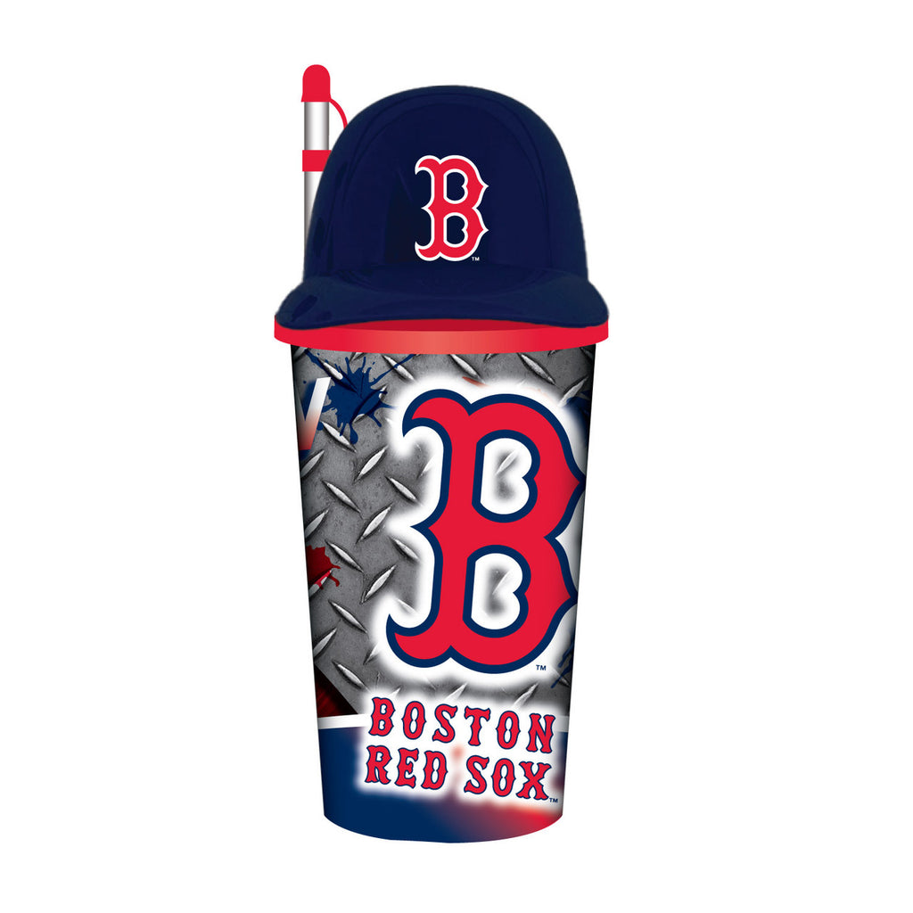 Boston Red Sox Helmet Cup 32oz Plastic with Straw - Mojo Licensing