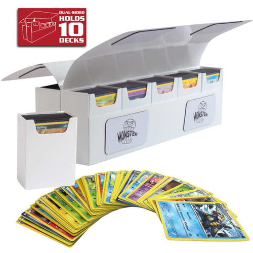 Monster Binder -  Monster Magnetic Deck Boxes: Deca 10-Deck Box With Removable Compartments: White