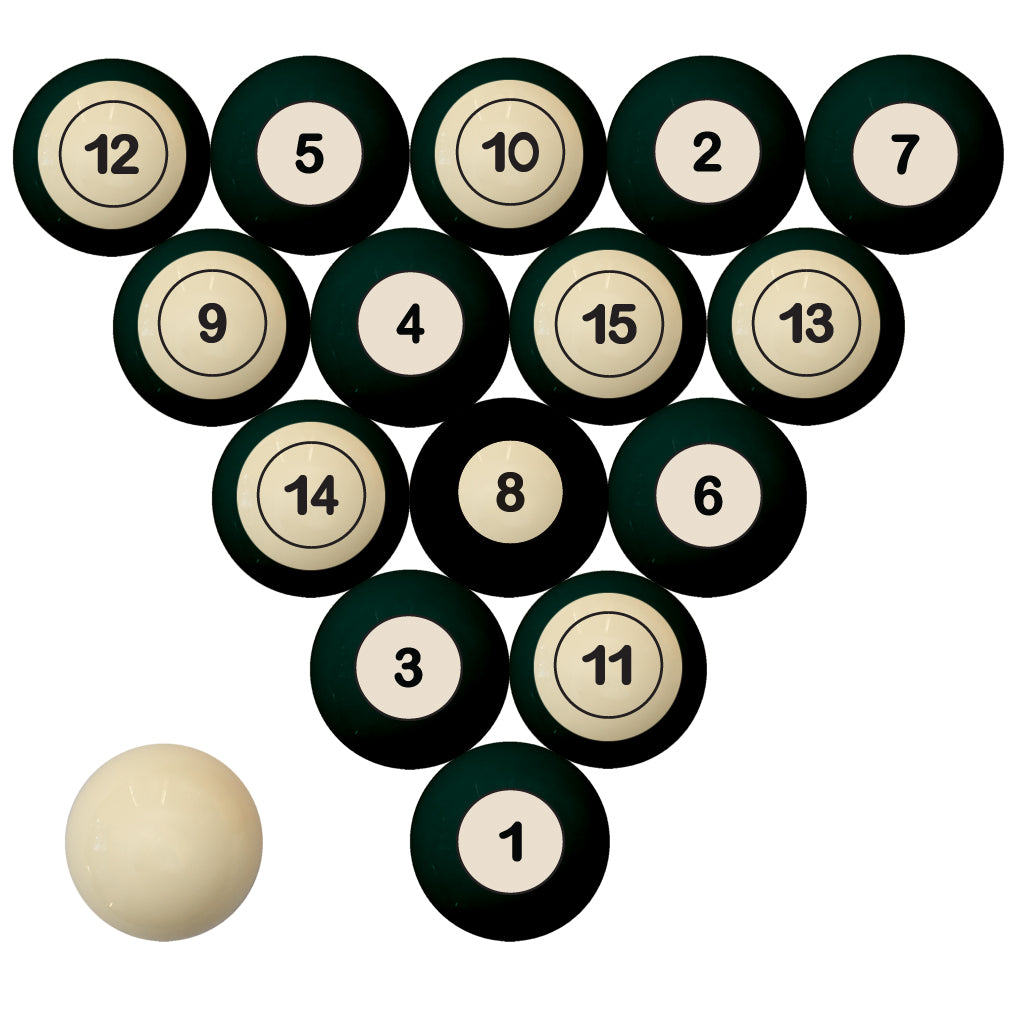 MICHIGAN STATE SCHOOL COLOR NUMBERED BILLIARD BALL SET GREEN SOLID/GREEN STRIPE - MSUBBS100N