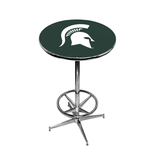 MICHIGAN STATE CHROME FOOT RING PUB TABLE GREEN - MSUPTR231