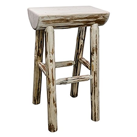 Montana Woodworks MWBNHLEXT Montana Collection Half Log Barstool  Exterior Finish