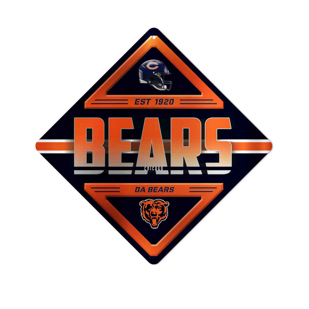Chicago Bears Sign Metal Diamond Shape - 4