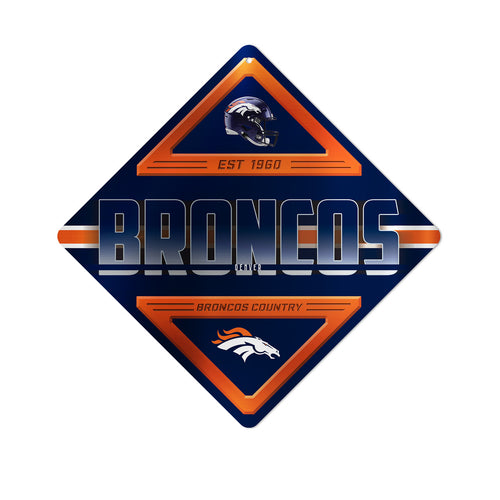 Denver Broncos Sign Metal Diamond Shape - Rico Industries