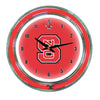 NORTH CAROLINA STATE NEON WALL CLOCK - 14'' RED FACE / RED NEON - NCSNWC100-14