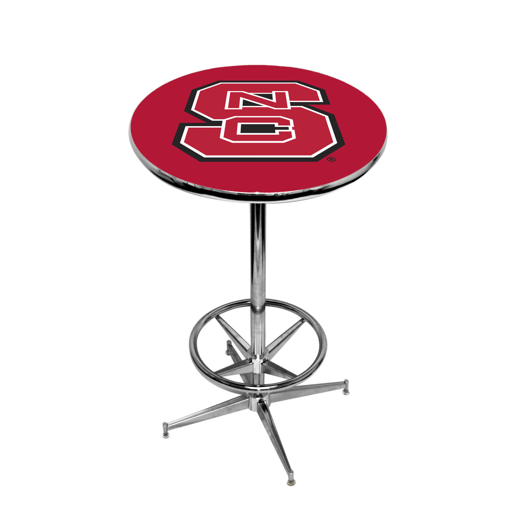 NORTH CAROLINA STATE CHROME FOOT RING PUB TABLE RED - NCSPTR111
