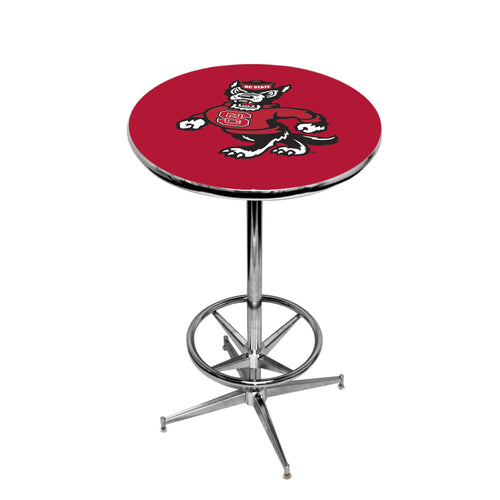 NORTH CAROLINA STATE CHROME FOOT RING PUB TABLE RED - NCSPTR201
