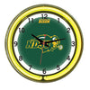 NORTH DAKOTA STATE NEON WALL CLOCK - 18'' GREEN/YELLOW NEON - NDSNWC100-18