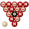 NEBRASKA SCHOOL COLOR NUMBERED BILLIARD BALL SET RED SOLID/RED STRIPE - NEBBBS300N