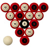 NEBRASKA SCHOOL COLOR NUMBERED BILLIARD BALL SET RED SOLID/RED STRIPE - NEBBBS300N