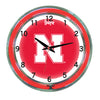 NEBRASKA NEON WALL CLOCK - 18'' RED FACE / RED NEON - NEBNWC300-18