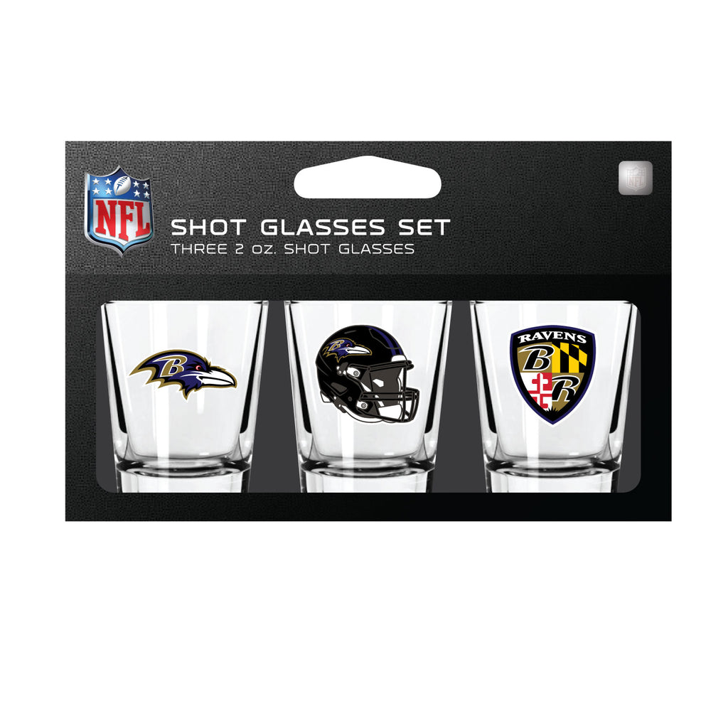 Baltimore Ravens Shot Glass Set 3 Pack - Mojo Licensing