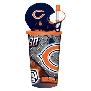 Chicago Bears Helmet Cup 32oz Plastic with Straw - Mojo Licensing