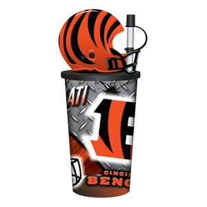 Cincinnati Bengals Helmet Cup 32oz Plastic with Straw - Mojo Licensing