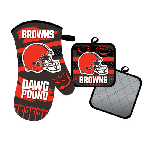 Cleveland Browns Oven Mitt and Pot Holder Set - Mojo Licensing