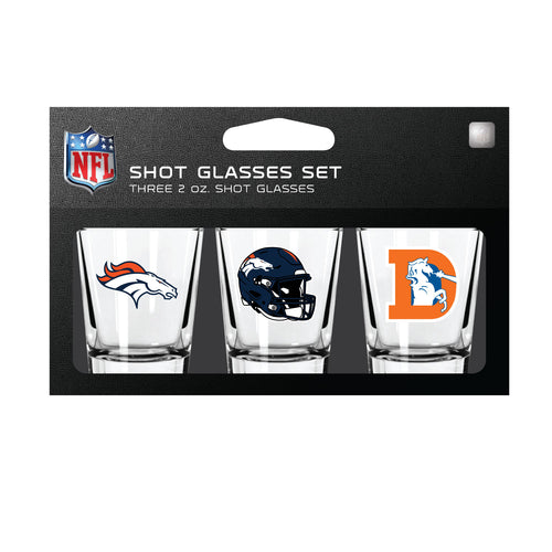 Denver Broncos Shot Glass Set 3 Pack - Mojo Licensing