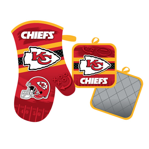 Kansas City Chiefs Oven Mitt and Pot Holder Set - Mojo Licensing