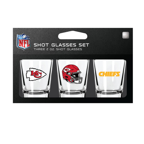 Kansas City Chiefs Shot Glass Set 3 Pack - Mojo Licensing