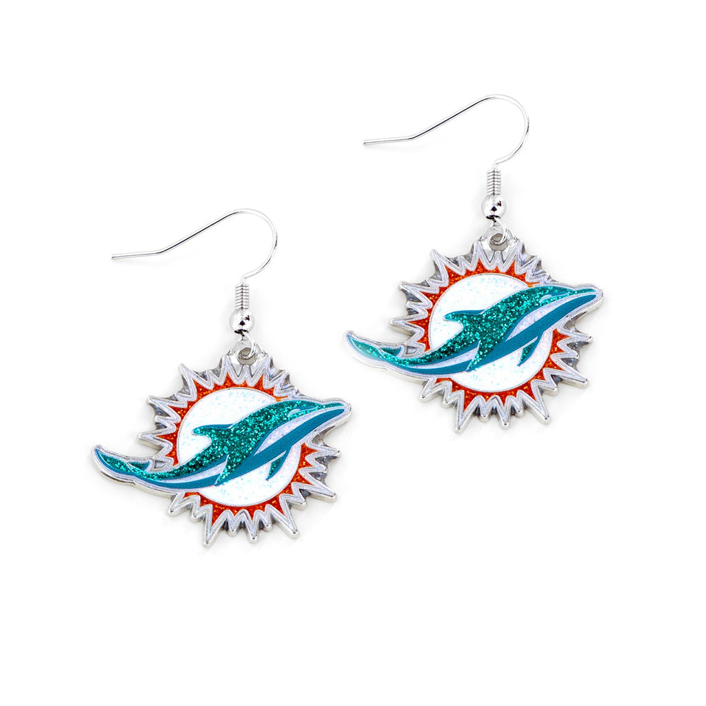 Miami Dolphins Earrings Glitter Dazzle - Aminco