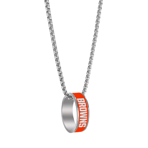 Cleveland Browns Necklace Fashion Ring Pendant Silver - Aminco