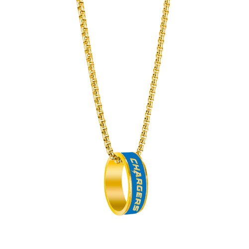 Los Angeles Chargers Necklace Fashion Ring Pendant Gold - Aminco