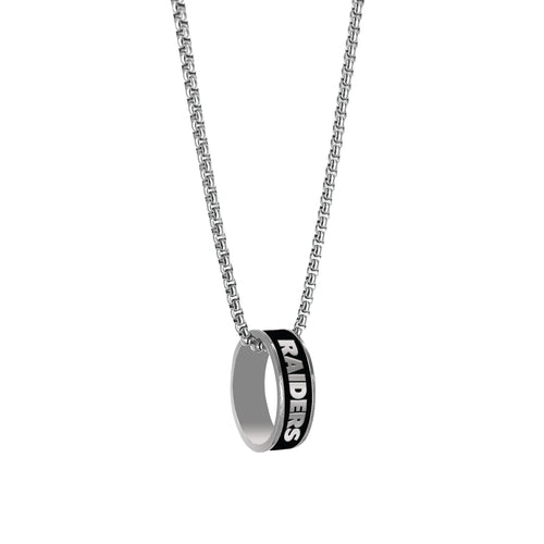 Las Vegas Raiders Necklace Fashion Ring Pendant Silver - Aminco