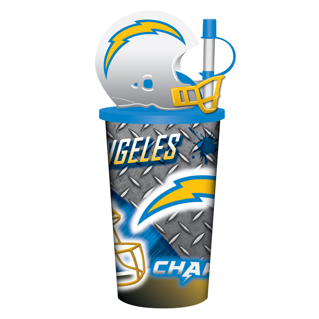 Los Angeles Chargers Helmet Cup 32oz Plastic with Straw - Mojo Licensing