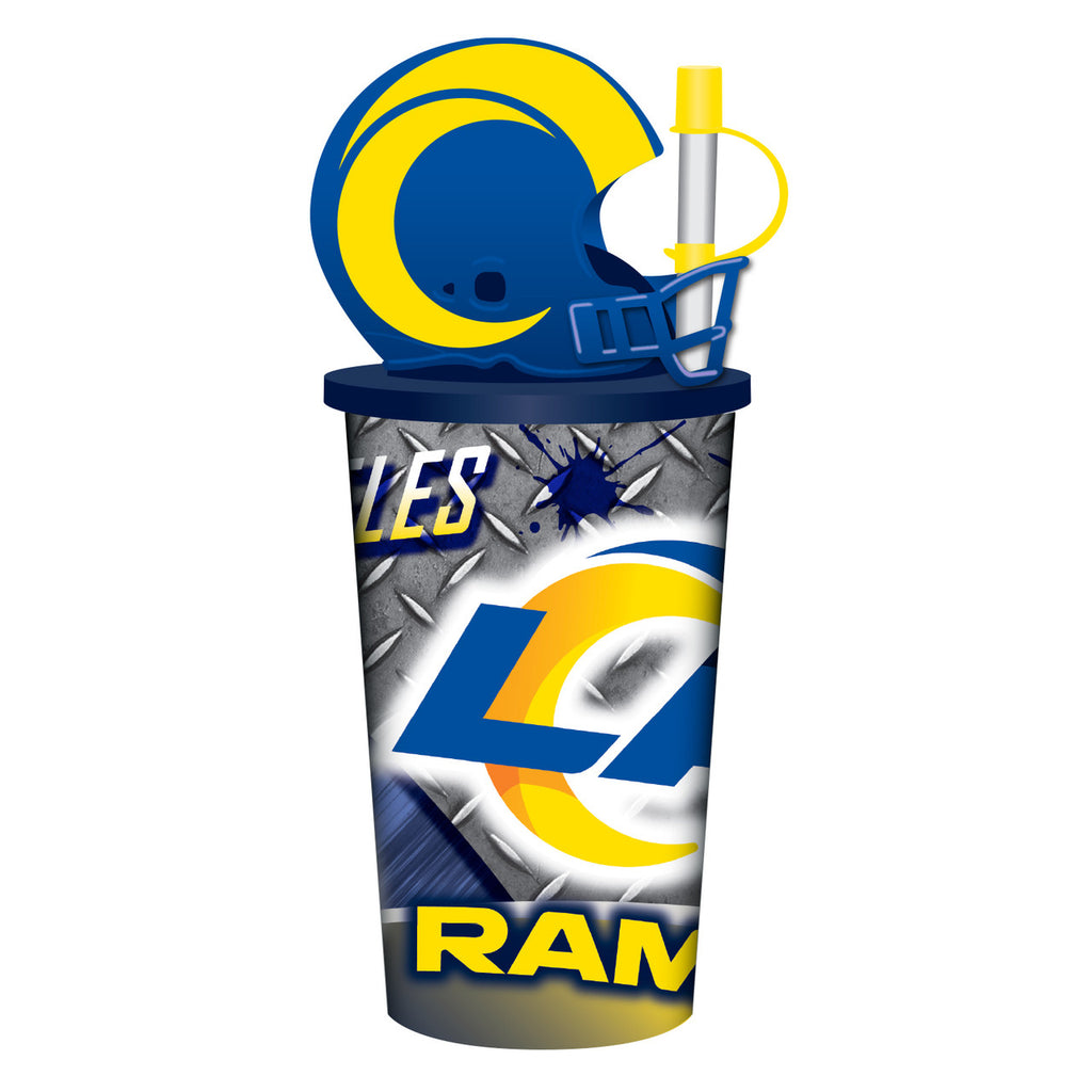 Los Angeles Rams Helmet Cup 32oz Plastic with Straw - Mojo Licensing