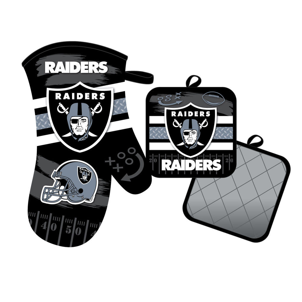 Las Vegas Raiders Oven Mitt and Pot Holder Set - Mojo Licensing