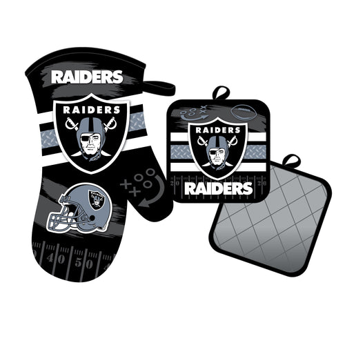 Las Vegas Raiders Oven Mitt and Pot Holder Set - Mojo Licensing