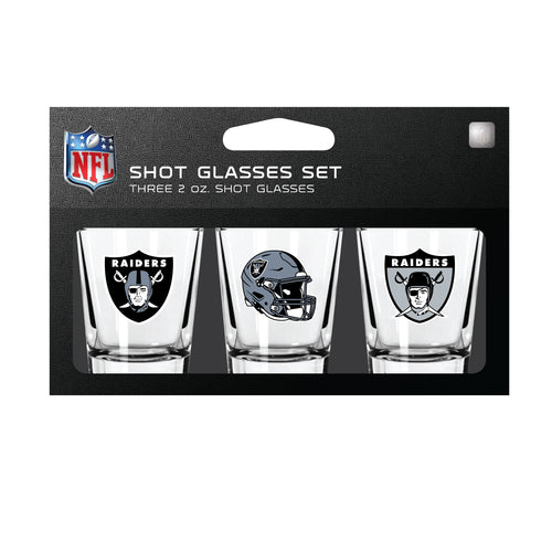 Las Vegas Raiders Shot Glass Set 3 Pack - Mojo Licensing
