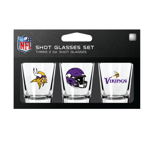 Minnesota Vikings Shot Glass Set 3 Pack - Mojo Licensing